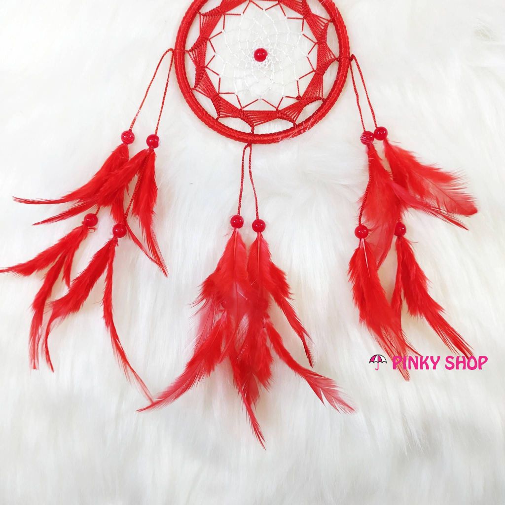 Dreamcatcher handmade màu đỏ 13 kiểu đan lưới rẻ quạt - Mã DRĐR13