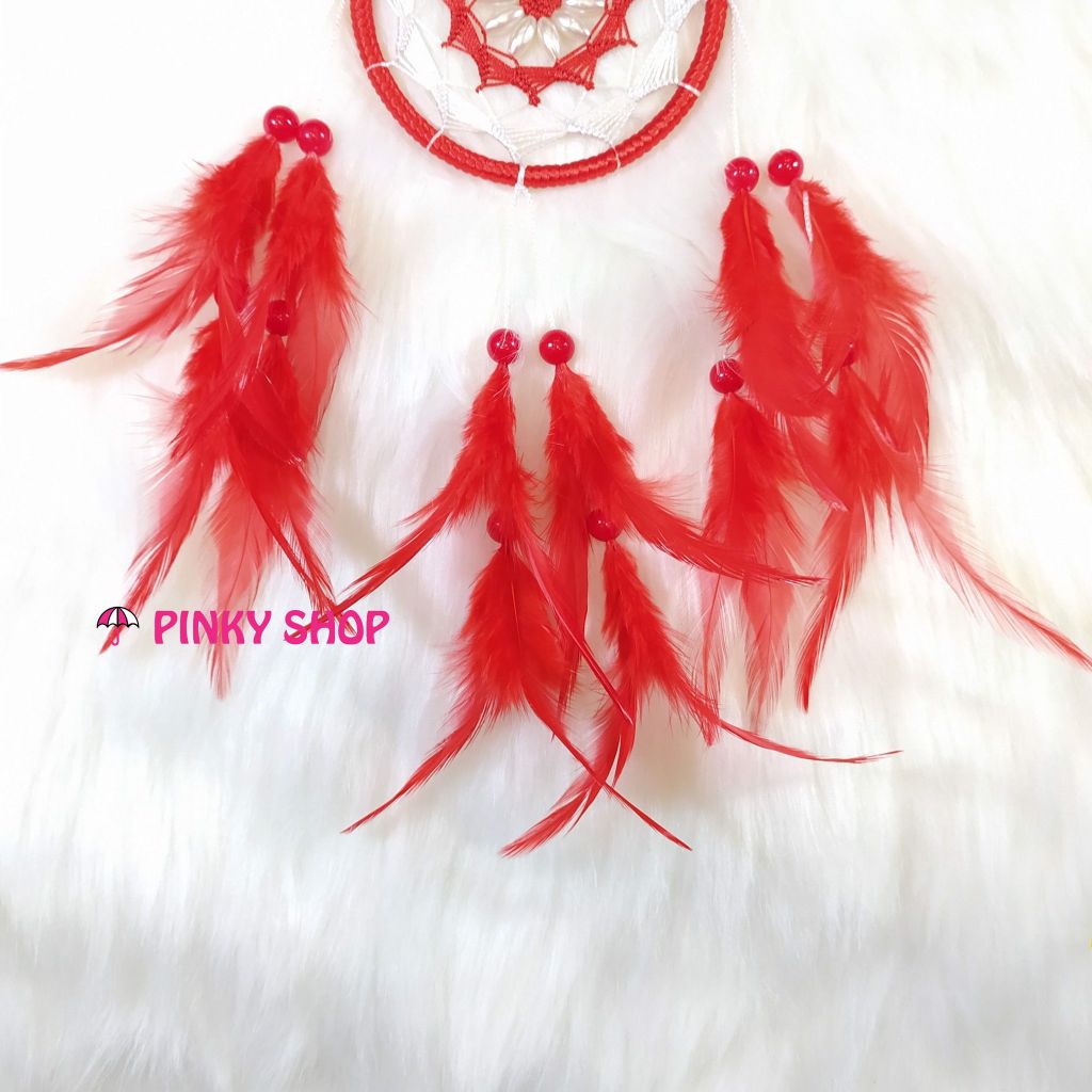 Dreamcatcher handmade màu đỏ 3 kiểu đan lưới rẻ quạt - MãDRĐR3