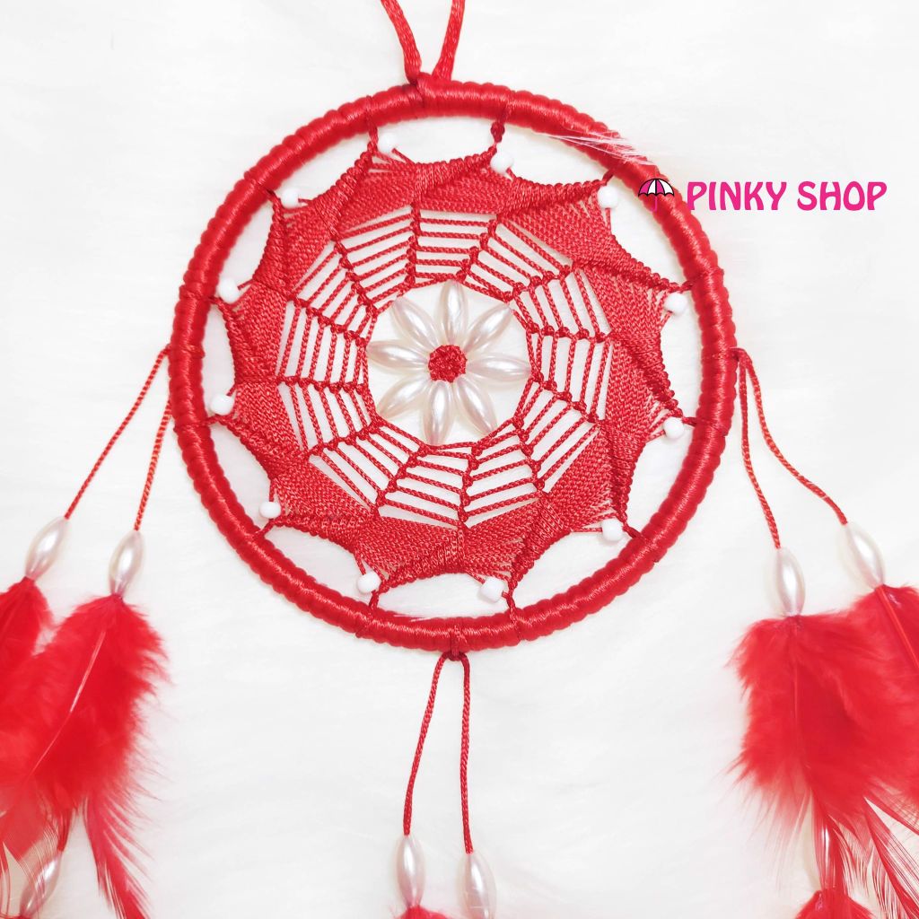 Dreamcatcher handmade màu đỏ 5 kiểu đan lưới rẻ quạt - Mã DRĐR5