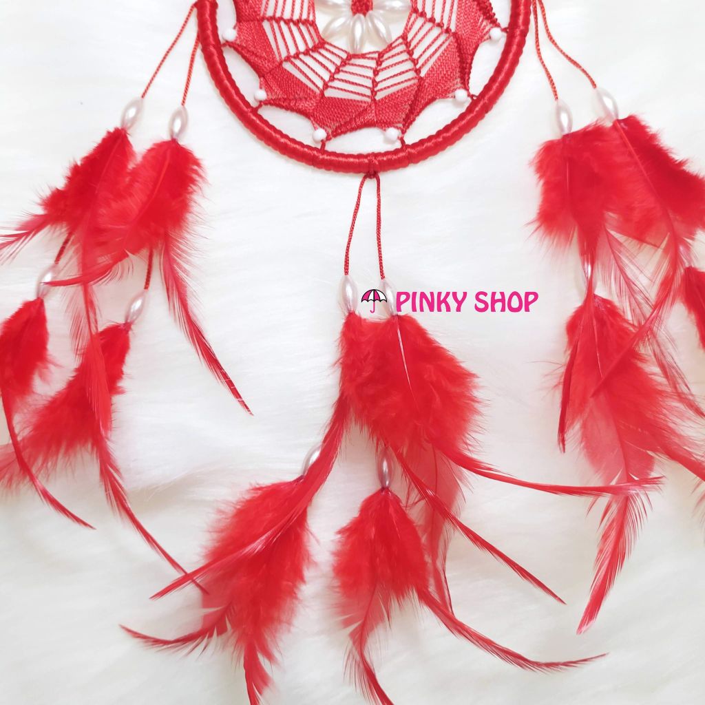 Dreamcatcher handmade màu đỏ 5 kiểu đan lưới rẻ quạt - Mã DRĐR5