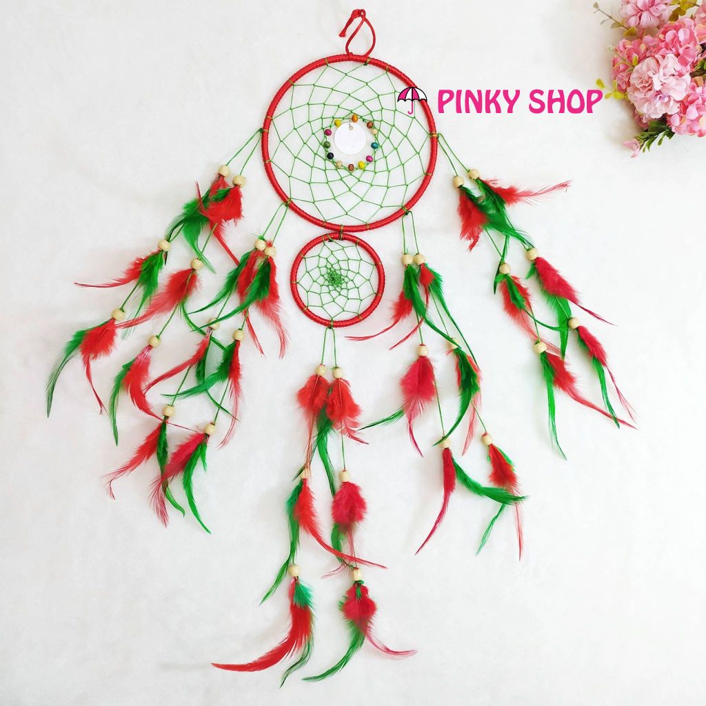 Dreamcatcher handmade màu đỏ trang trí tiệc xinh lung linh - Mã DRĐT1