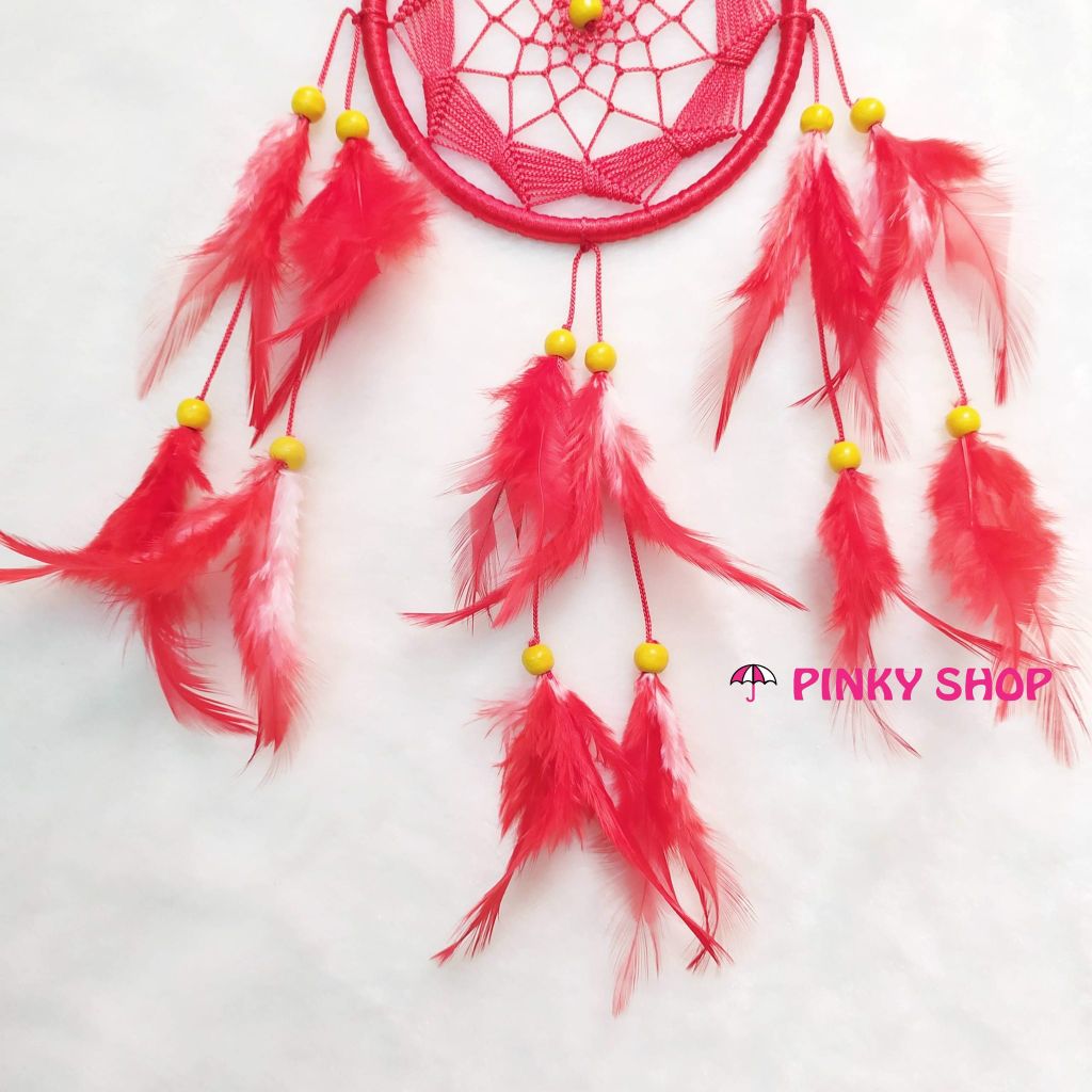 Dreamcatcher handmade màu đỏ kiểu đan lưới rẻ quạt 1 - MãDRĐR1