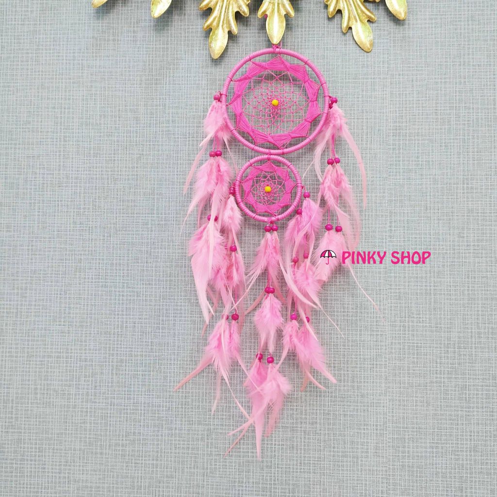 Dreamcatcher handmade màu hồng baby trang trí nhà cửa 1- Mã DRHT1