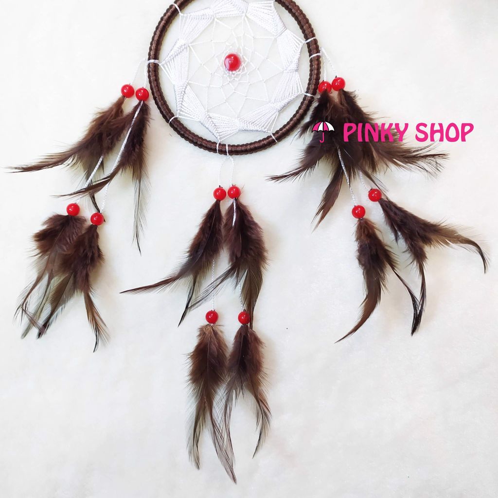 Dreamcatcher handmade màu nâu 3 lưới rẻ quạt - Mã DRN3