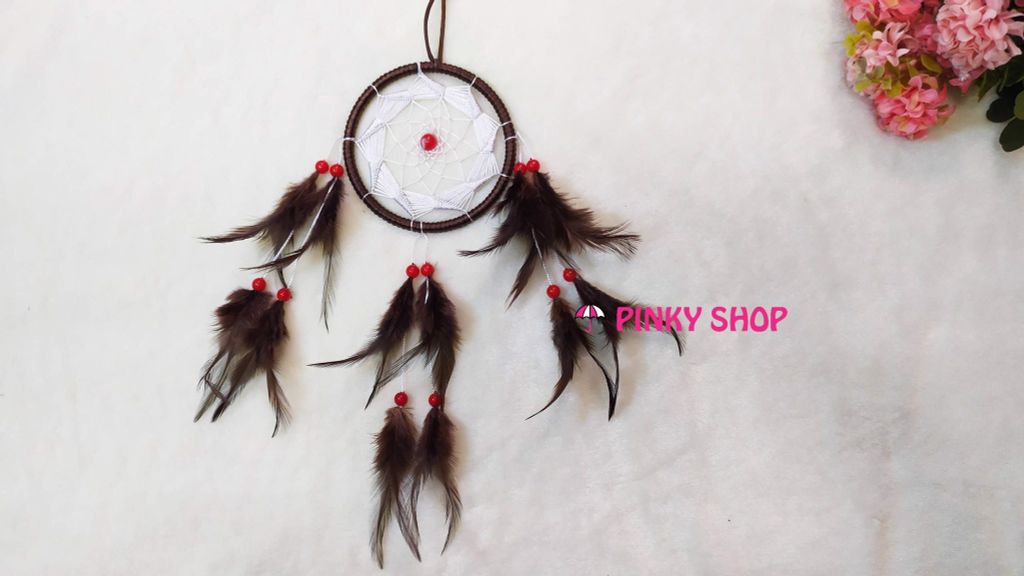 Dreamcatcher handmade màu nâu 3 lưới rẻ quạt - Mã DRN3