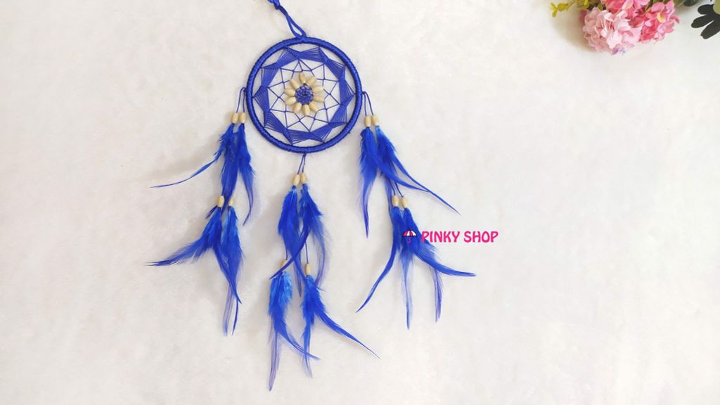 Dreamcatcher handmade màu xanh dương hình bông hoa 1 - Mã DRXD1