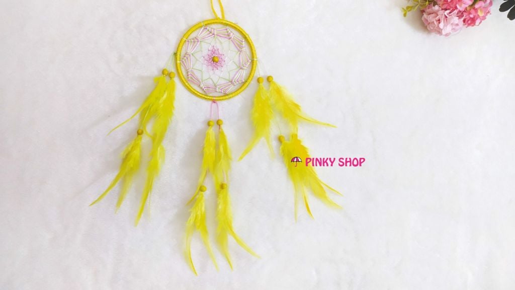 Dreamcatcher handmade màu vàng rẻ quạt 3  - Mã DRVR3