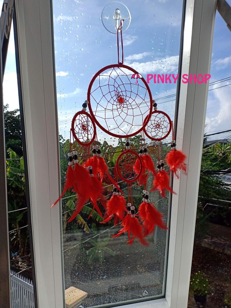 Dreamcatcher handmade màu đỏ ngọn lửa sang trọng - Mã DRĐL1