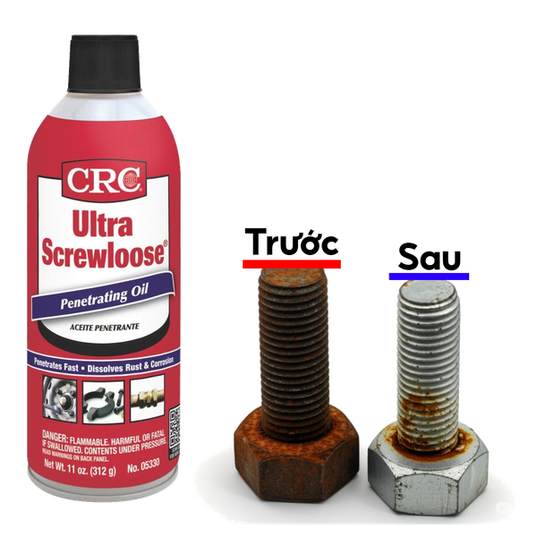 Chai xịt phá rỉ sét CRC Ultra Screwloose chính hãng
