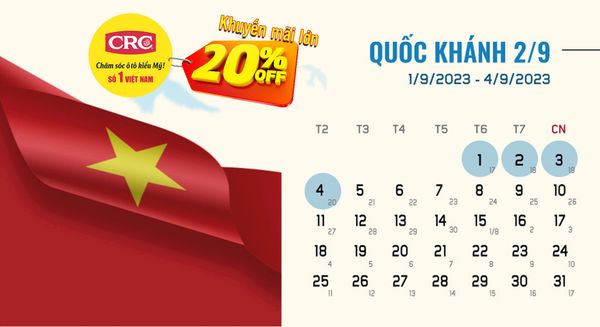 CRC Việt Nam thông báo lịch nghỉ lễ Quốc Khánh 2023!