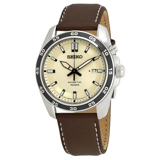 Mua đồng hồ Seiko Kinetic Cream Dial Brown Leather Men's Watch SKA787 –  Thiên Đường Hàng Hiệu