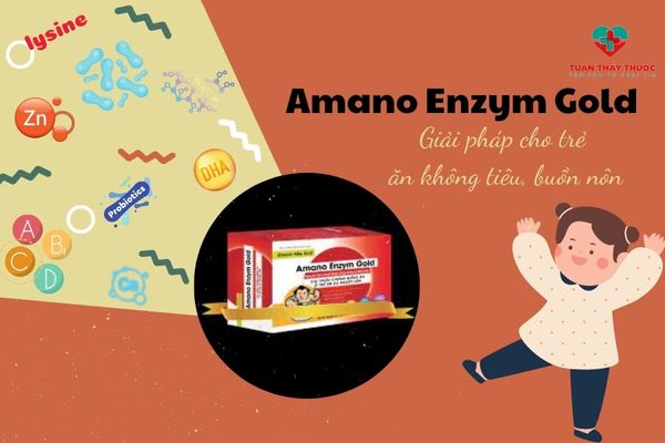 Cách trị ăn không tiêu buồn nôn tại nhà: Cho trẻ ăn cốm tiêu hóa Amano Enzym Gold