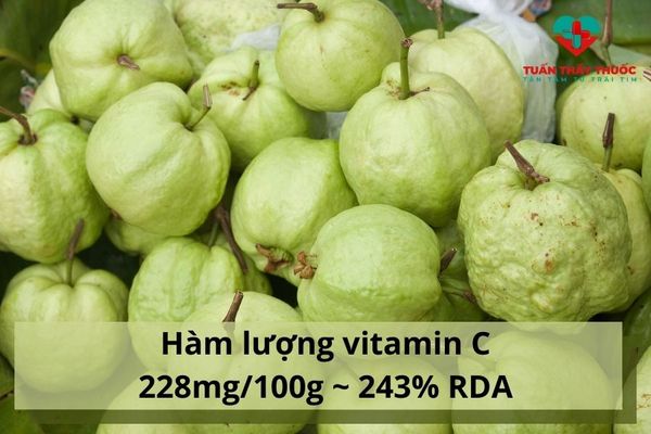 Đứng đầu danh sách trái cây có nhiều vitamin C là ổi