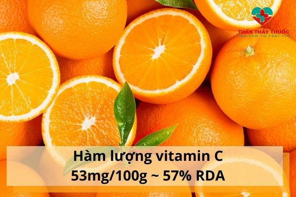 cam xếp thứ 7 trong danh sách trái cây có nhiều vitamin c