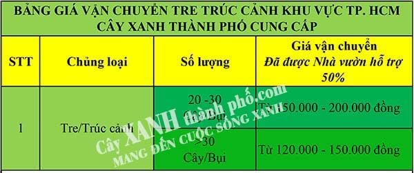 giá vận chuyển trúc quan âm