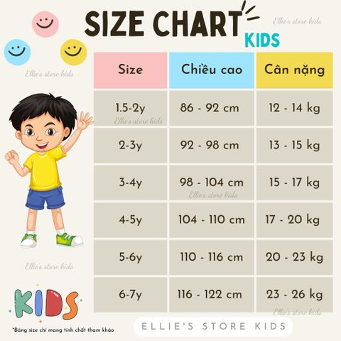 BẢNG SIZE QUẦN ÁO - KIDS