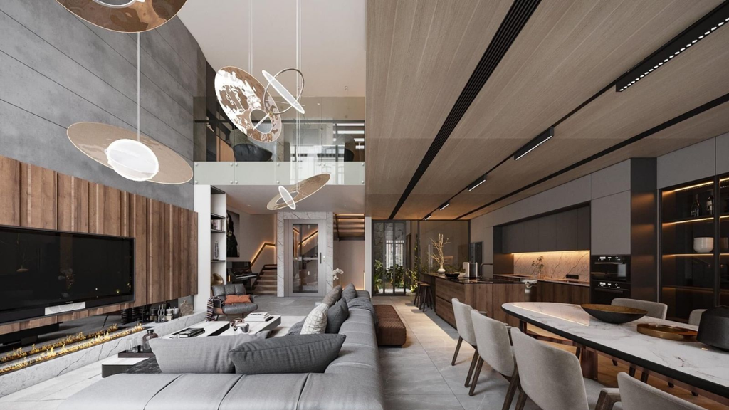 Tầm quan trọng của đèn thả thông tầng trong không gian nội thất hiện đại