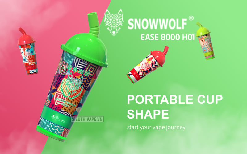 Snowwolf Ease 8000 có thiết kế pod 1 lần hình chiếc cốc di động