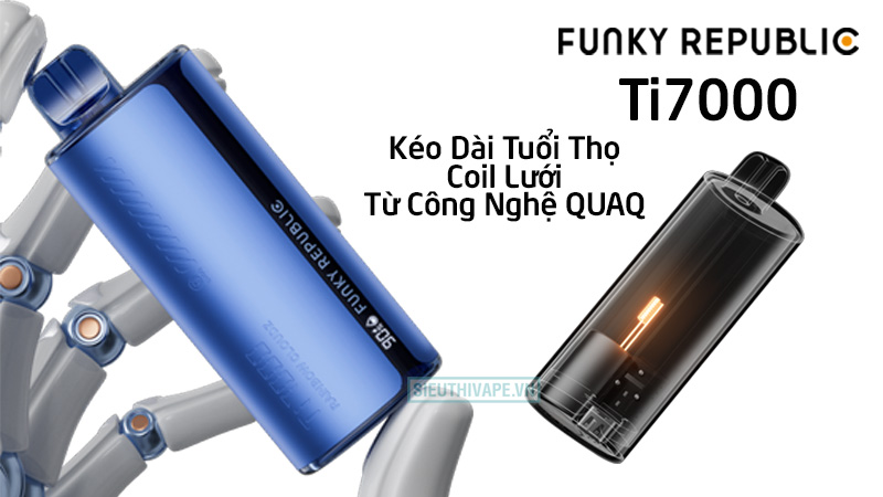 Vape 1 lần Funky Republic Ti7000 dùng QUAQ Tech