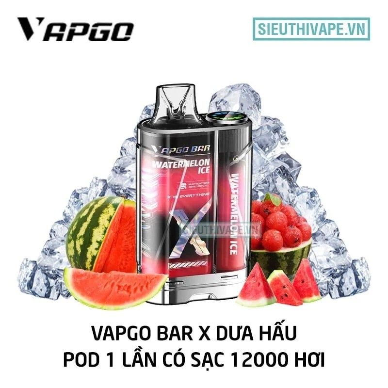 Pod 1 lần vị Dưa Hấu Vapgo Bar X Watermelon Ice