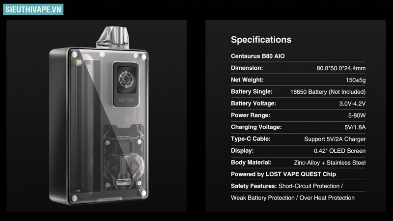 Vape Chính Hãng Lostvape Centaurus B80 AIO