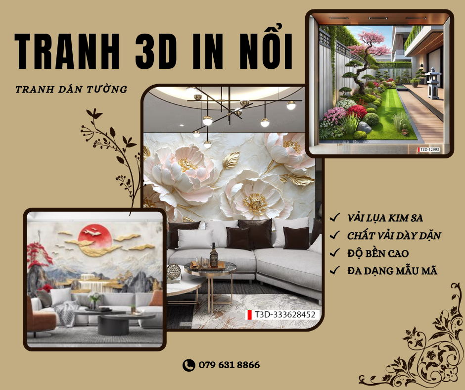 TRANH DÁN TƯỜNG 3D, TRANH IN NỔI, TRANH DÁN TƯỜNG ĐẸP TẠI HẢI PHÒNG, IN THEO YÊU CẦU