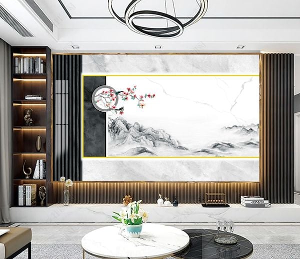 Tranh PVC ốp tường tranh treo tường vân đá hiện đại