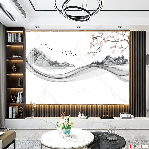 Tranh PVC vân đá phong cảnh