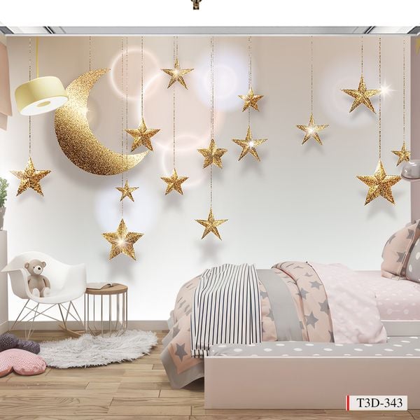 Tranh vải dán tường 3d cho phòng ngủ trẻ em