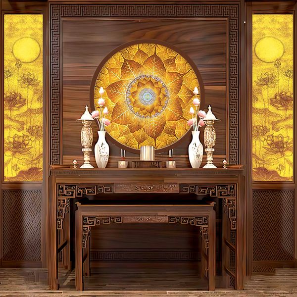 Tranh trúc chỉ Mandala treo phòng thờ
