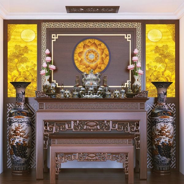 Tranh trúc chỉ Mandala treo phòng thờ