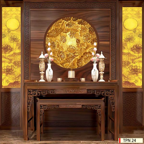 Tranh điện trúc chỉ Hoa sen