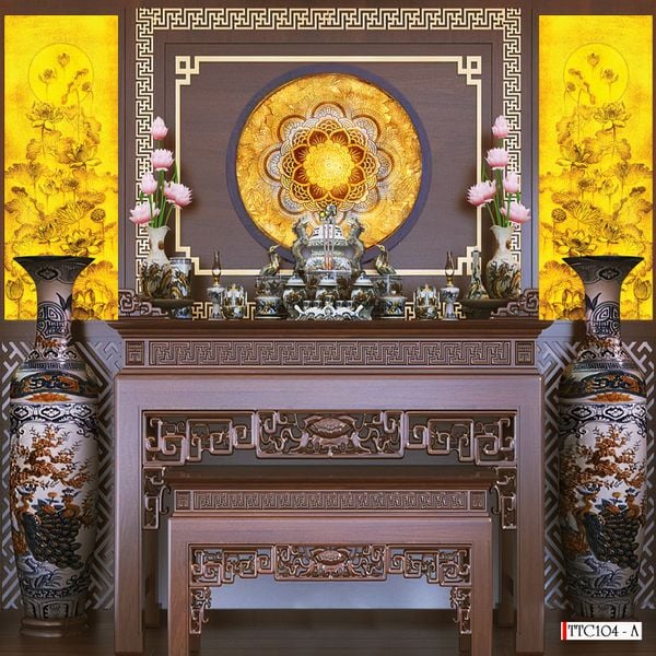Tranh điện trúc chỉ hoa sen