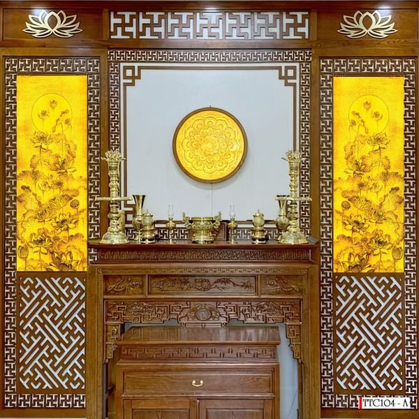 Tranh điện trúc chỉ hoa sen