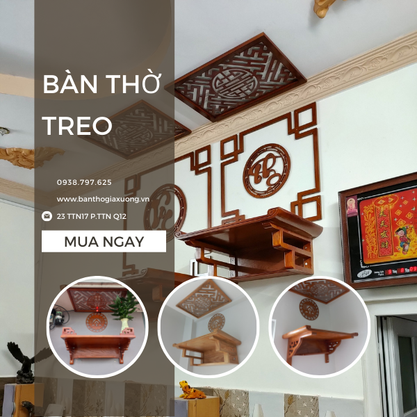 BÀN THỜ TREO GỖ SỒI