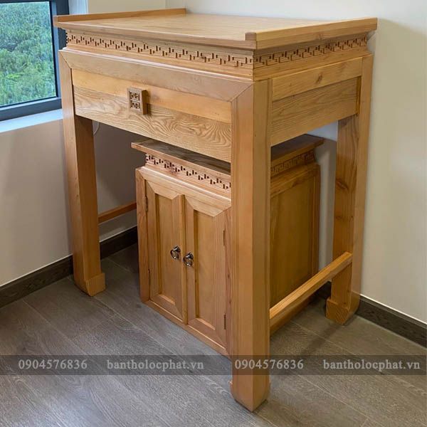 bàn thờ gỗ sồi kèm tủ chữ thọ