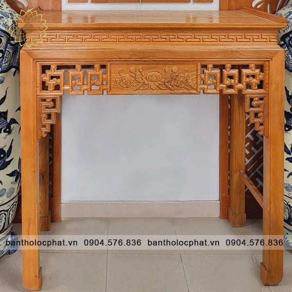 bàn thờ gỗ sồi hoa sen
