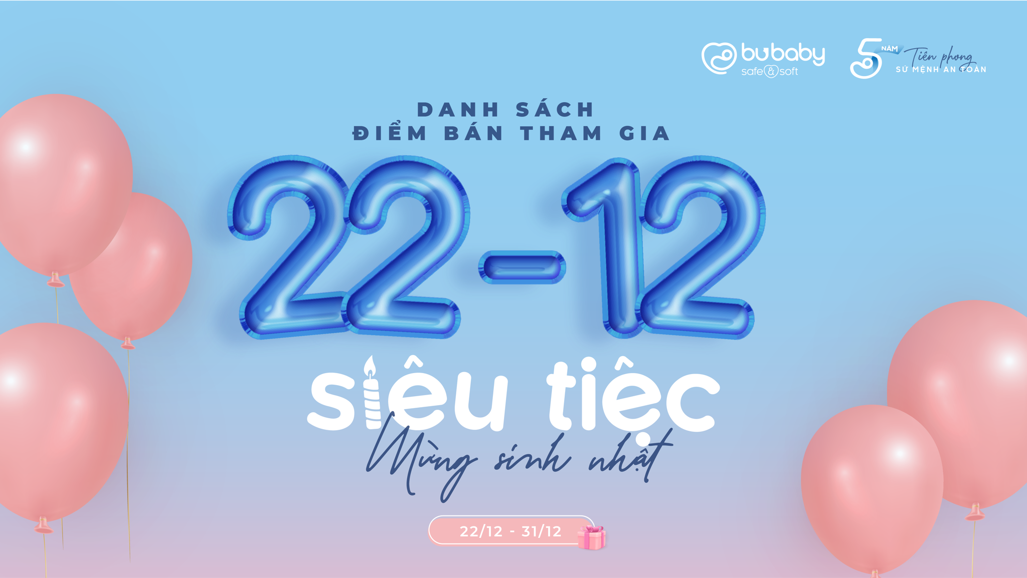 Hãy tham gia siêu tiệc mừng sinh nhật BU Baby 5 tuổi cực kỳ sôi động và phấn khích! Các điểm bán của BU Baby sẽ là nơi bạn có thể mua sắm các sản phẩm trang trí cho bữa tiệc sinh nhật của bé như phông sinh nhật và các vật dụng trang trí khác. Hãy cùng xem ngay danh sách điểm bán và chuẩn bị cho bữa tiệc sinh nhật của bé yêu nhé!