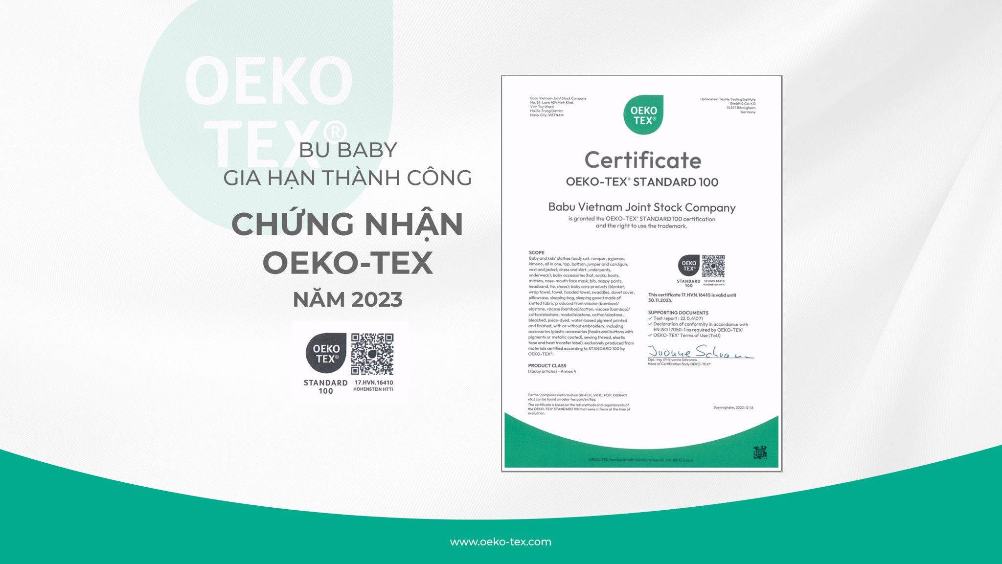 BU Baby successfully renewes OEKO-TEX Certificate in 2023