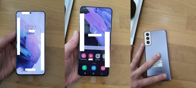 Galaxy S21 lộ ảnh thực tế: Màn hình phẳng, cụm camera 