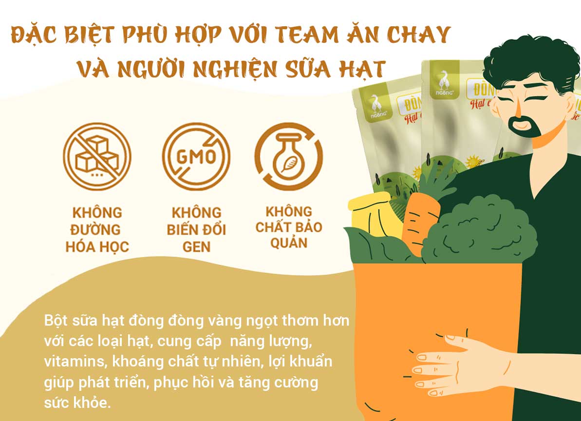Bột Sữa Hạt Đòng Đòng Vàng Vị Hạt Cốc