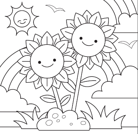 Bộ 5 tranh tô màu cho bé 6 tuổi chủ đề hoa và cây