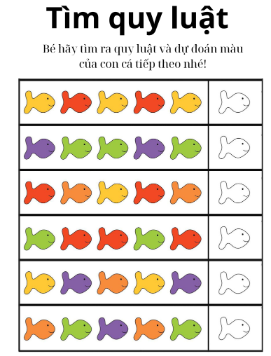 Dạy bé nhận biết màu sắc con cá theo quy luật