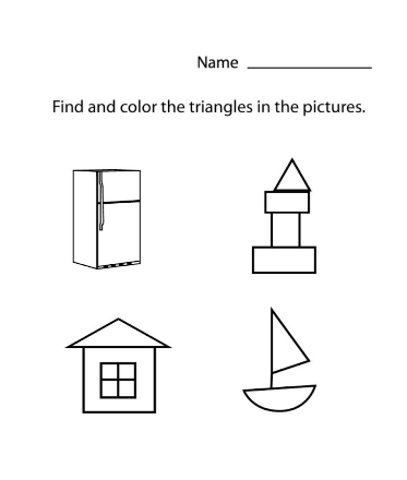 Học liệu tiếng Anh cho bé tìm hình tam giác ẩn