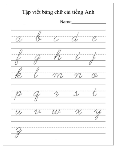Bảng chữ cái tiếng Anh cho bé tập viết nét chữ