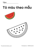 Tranh cho bé tô màu hoa quả theo mẫu có sẵn
