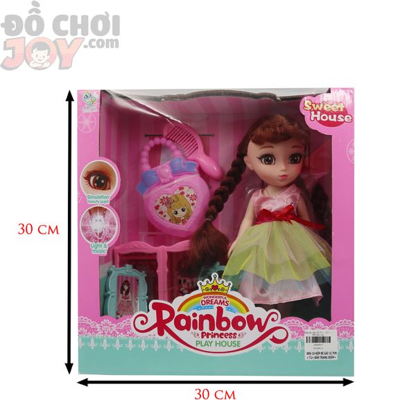 Hộp Búp Bê Công Chúa RainBow Dùng Pin - Đèn và Nhạc (Kèm phụ kiện)