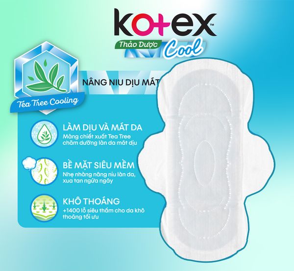 Băng vệ sinh Kotex thảo dược Cool siêu mỏng cánh 8 miếng