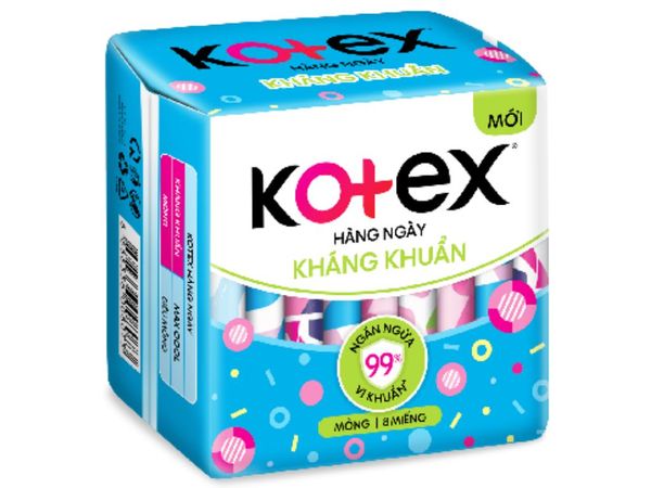 Băng vệ sinh hàng ngày Kotex siêu mềm kháng khuẩn 8 miếng