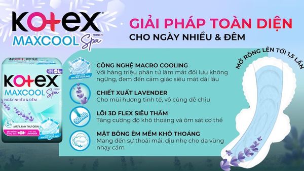 Băng Vệ Sinh Kotex Max Cool French Spa Siêu Mỏng Cánh Ngày